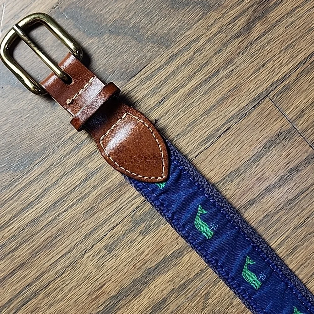 Kids' Brown and Blue Belt with Whale Design